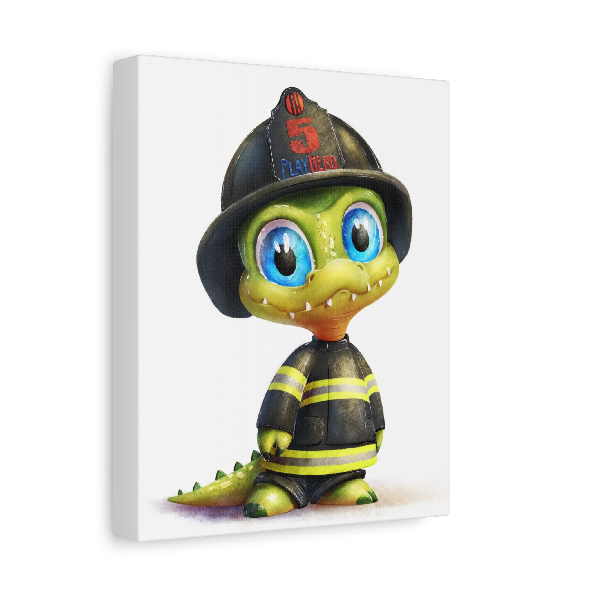 Adorable Firefighter Canvas Art - Whimsical Kid's Room Decor, Nursery Wall Art, Birthday Gift, Playroom Decoration, Fireman Theme