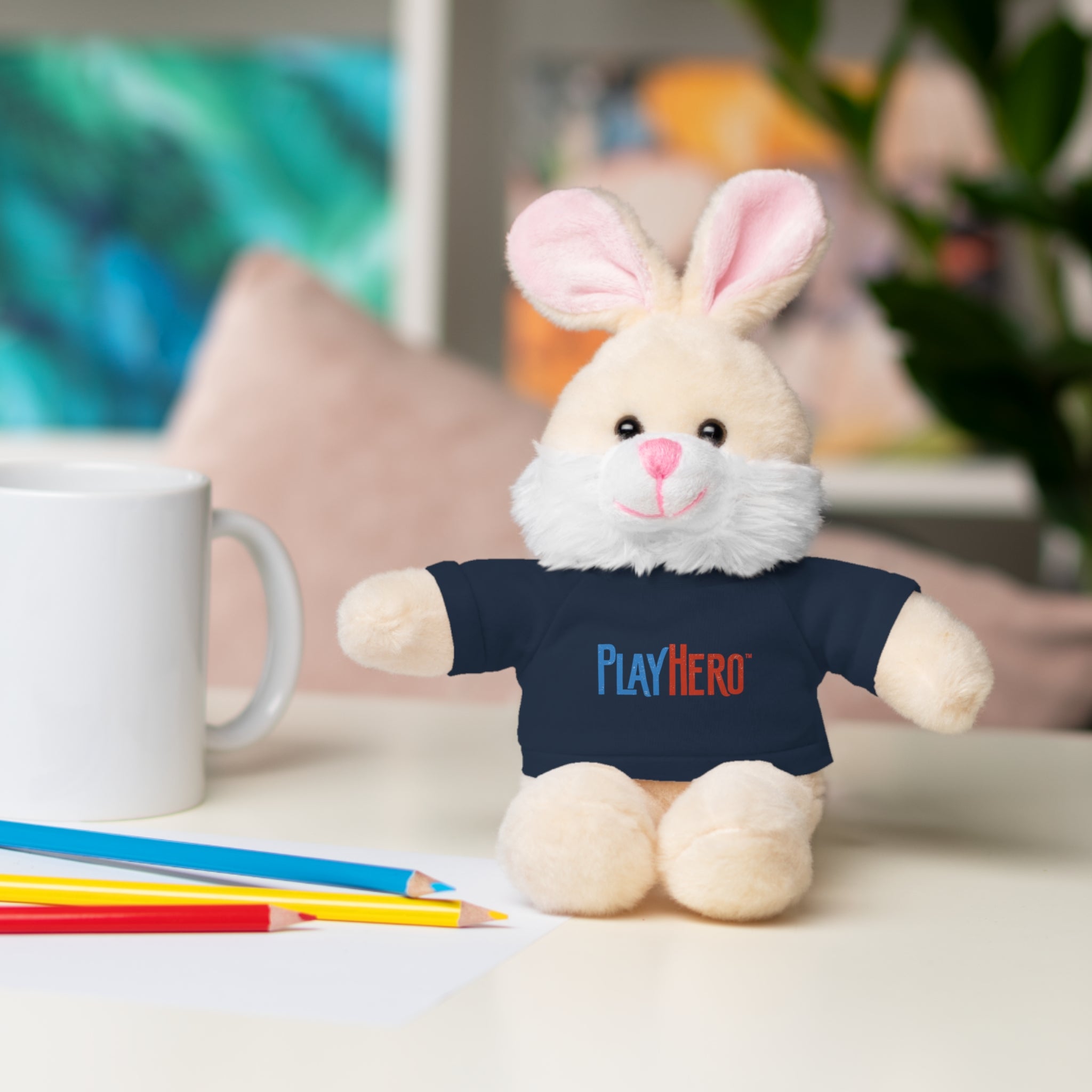 Customizable Stuffed Animal Gift, Plush Toy for Kids, PlayHero Bear with Tee, Birthday Present, Cuddle Buddy, Plush Decor