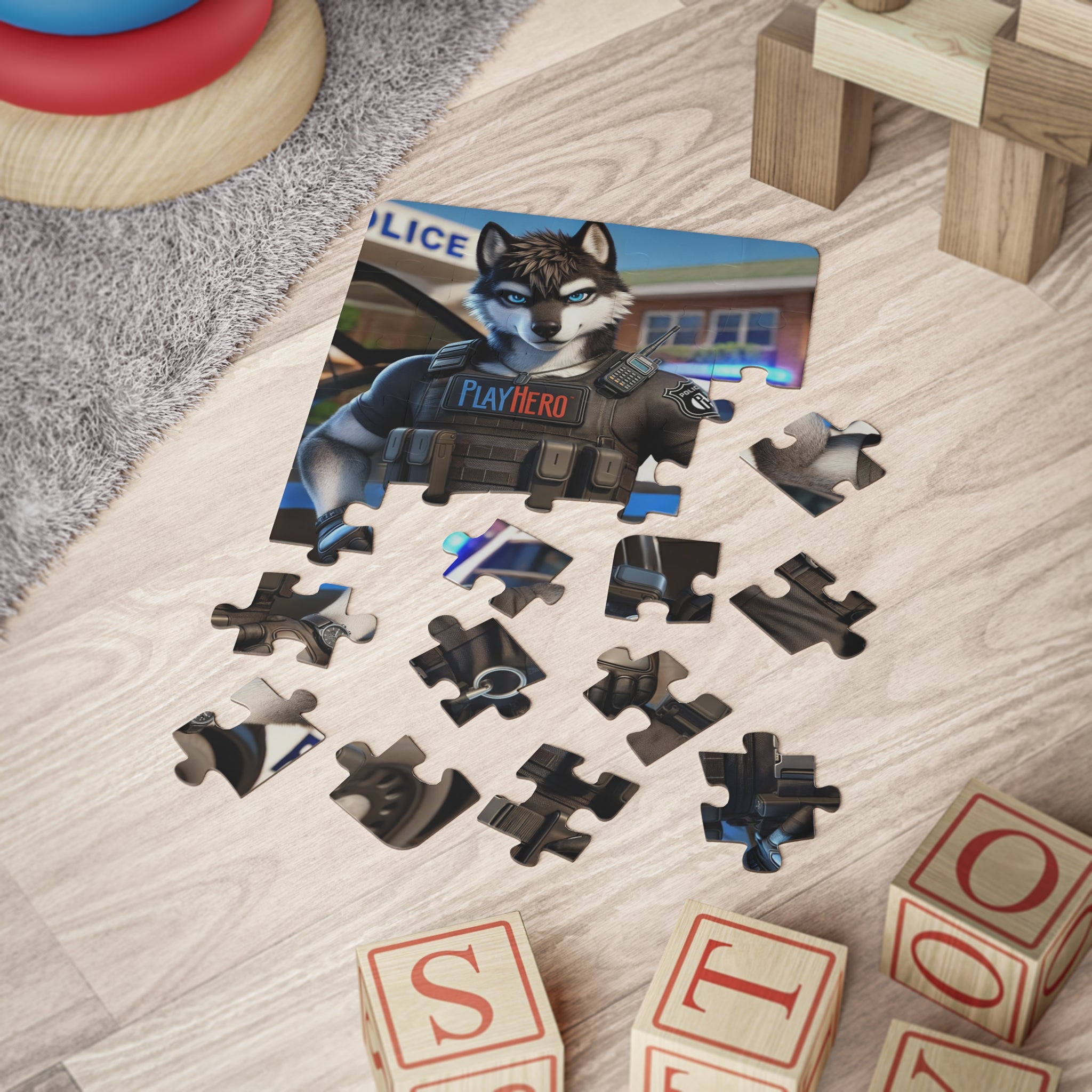 Police Wolf Kids' Puzzle - Fun Learning Activity for Children, 30-Piece Jigsaw for Birthdays, Playtime, Educational Toys, Family Games