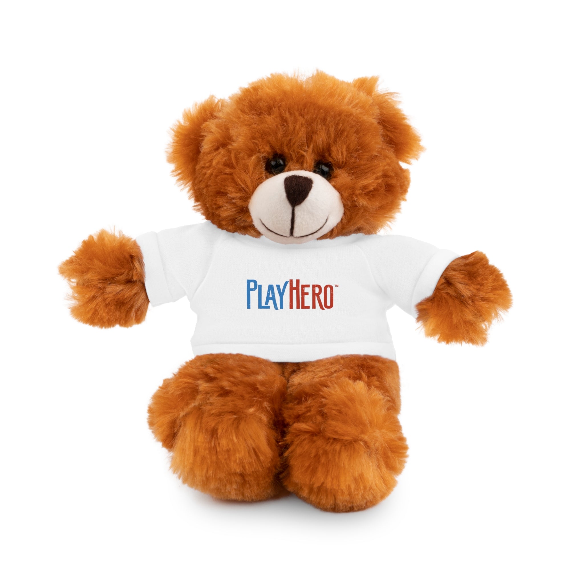 Customizable Stuffed Animal Gift, Plush Toy for Kids, PlayHero Bear with Tee, Birthday Present, Cuddle Buddy, Plush Decor