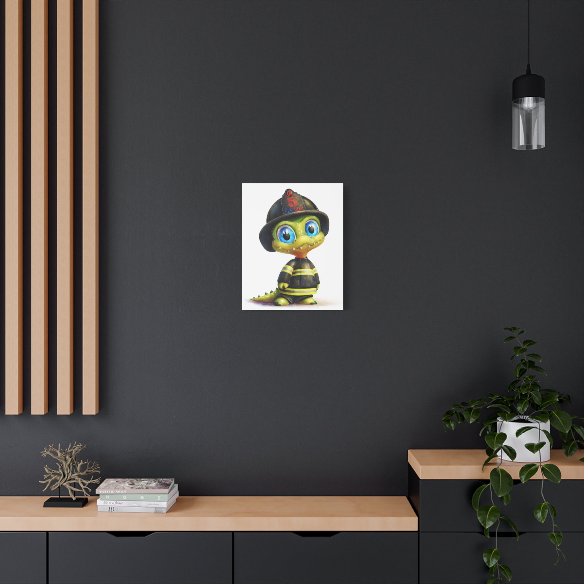 Adorable Firefighter Canvas Art - Whimsical Kid's Room Decor, Nursery Wall Art, Birthday Gift, Playroom Decoration, Fireman Theme