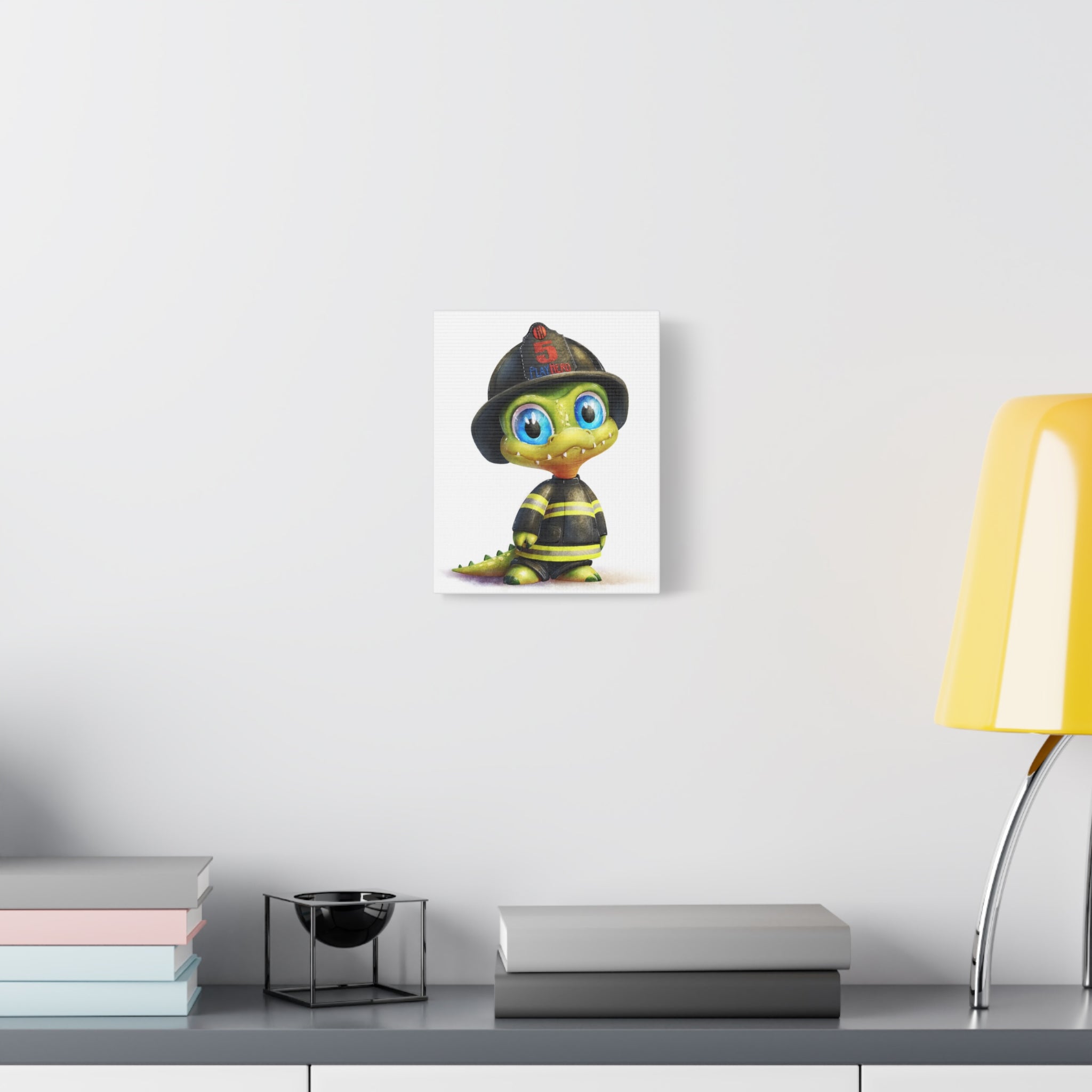 Adorable Firefighter Canvas Art - Whimsical Kid's Room Decor, Nursery Wall Art, Birthday Gift, Playroom Decoration, Fireman Theme