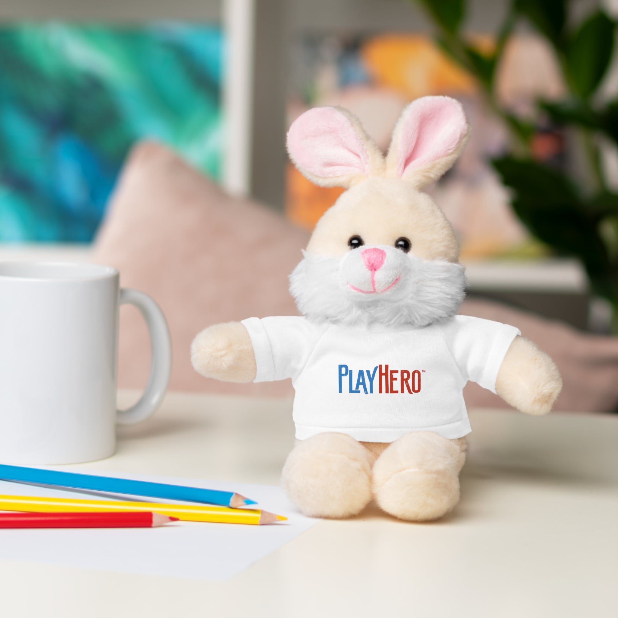 Customizable Stuffed Animal Gift, Plush Toy for Kids, PlayHero Bear with Tee, Birthday Present, Cuddle Buddy, Plush Decor