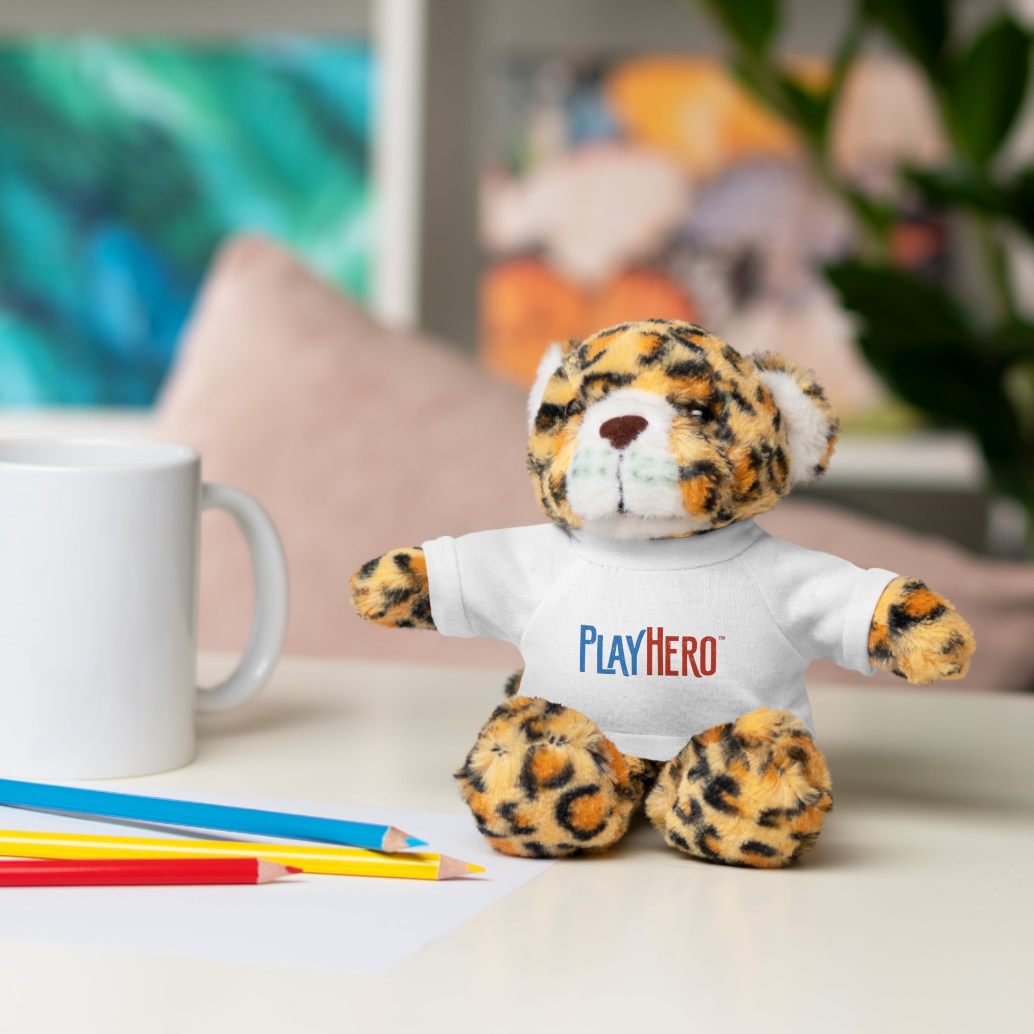 Customizable Stuffed Animal Gift, Plush Toy for Kids, PlayHero Bear with Tee, Birthday Present, Cuddle Buddy, Plush Decor