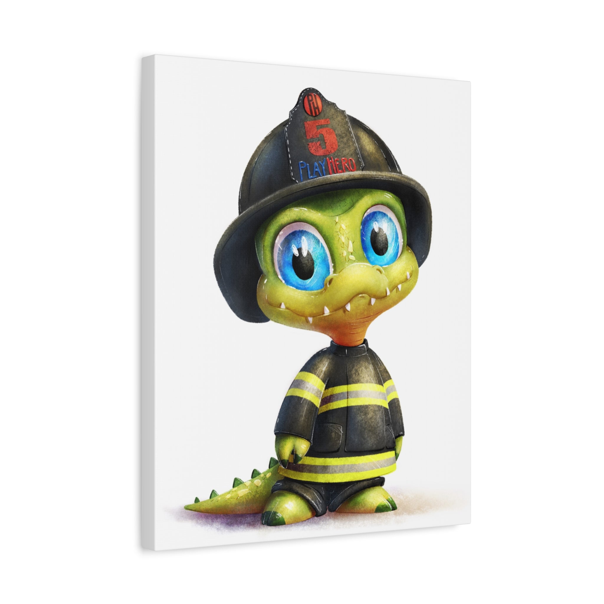 Adorable Firefighter Canvas Art - Whimsical Kid's Room Decor, Nursery Wall Art, Birthday Gift, Playroom Decoration, Fireman Theme
