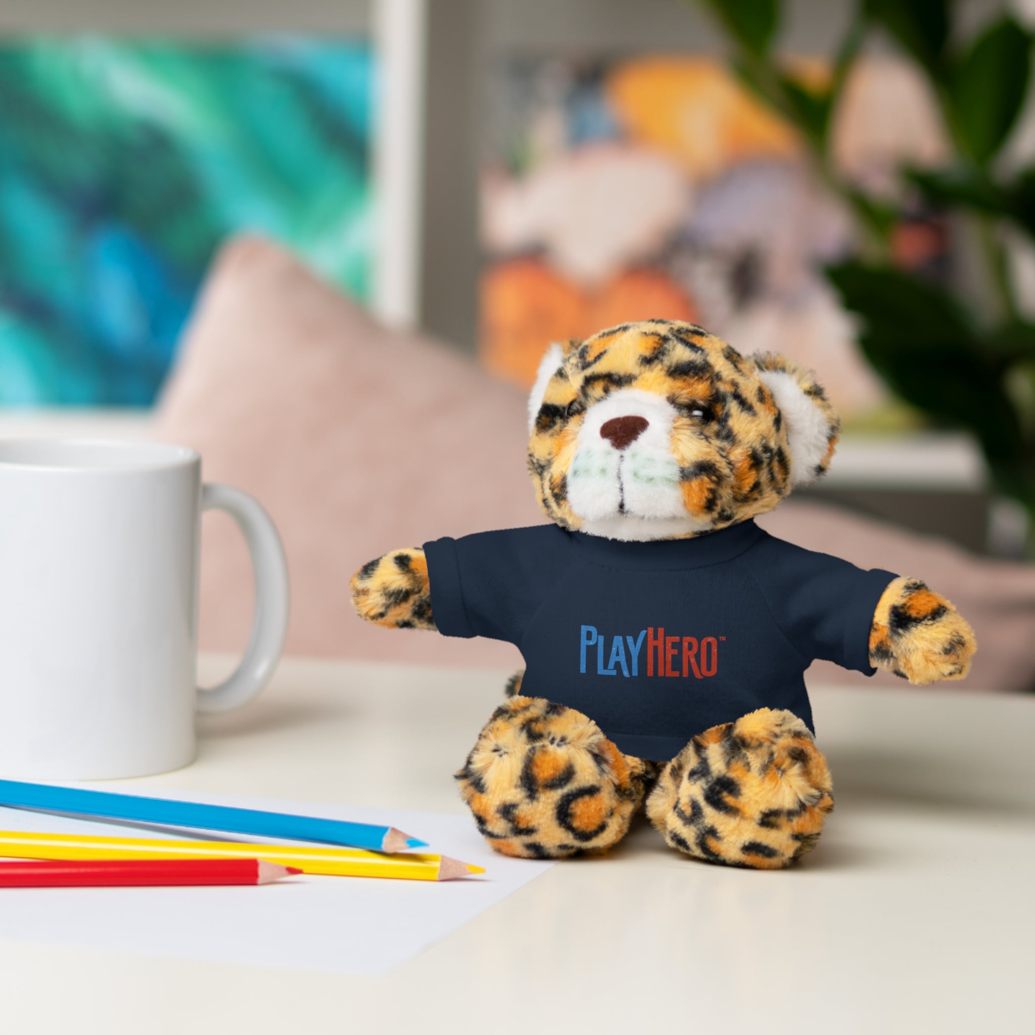 Customizable Stuffed Animal Gift, Plush Toy for Kids, PlayHero Bear with Tee, Birthday Present, Cuddle Buddy, Plush Decor
