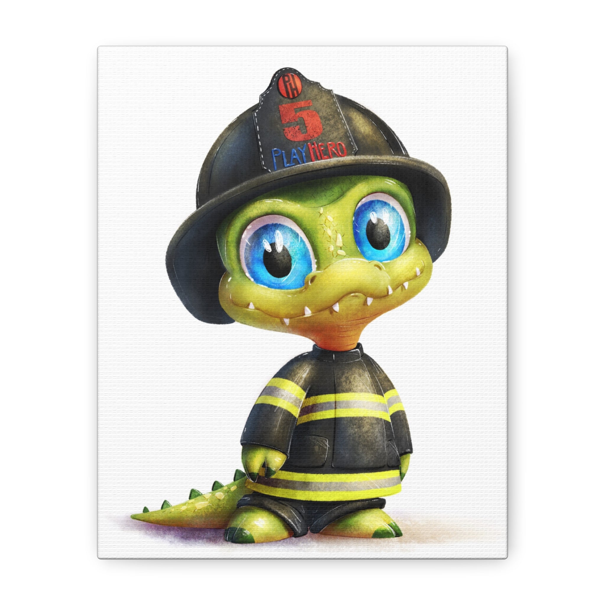 Adorable Firefighter Canvas Art - Whimsical Kid's Room Decor, Nursery Wall Art, Birthday Gift, Playroom Decoration, Fireman Theme